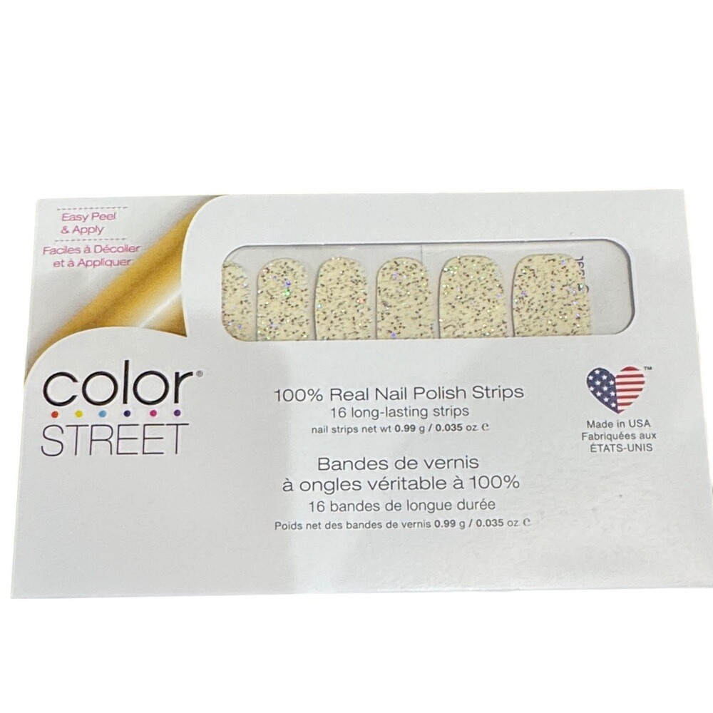 Color Street Champagne Sugar FMG187 Real Nail Polish Strips Glitter Cream Newβ